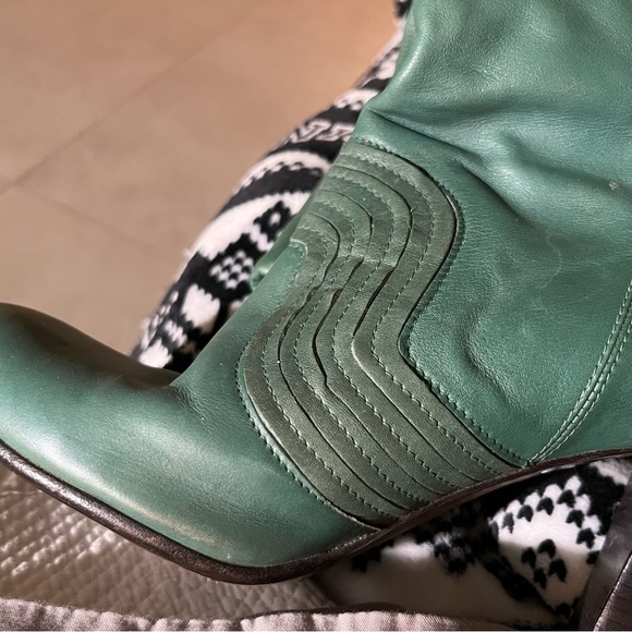 Miss Sixty Authentic Italian Leather Green High Heel Boots size 41 (9.5) - Picture 4 of 8